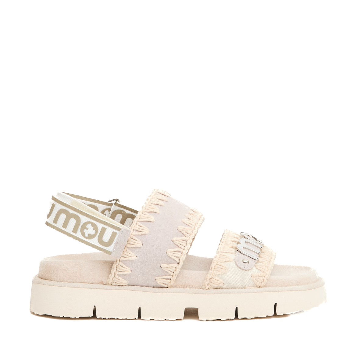 MOU MOU SUEDE AND CANVAS BEIGE SANDALS 
