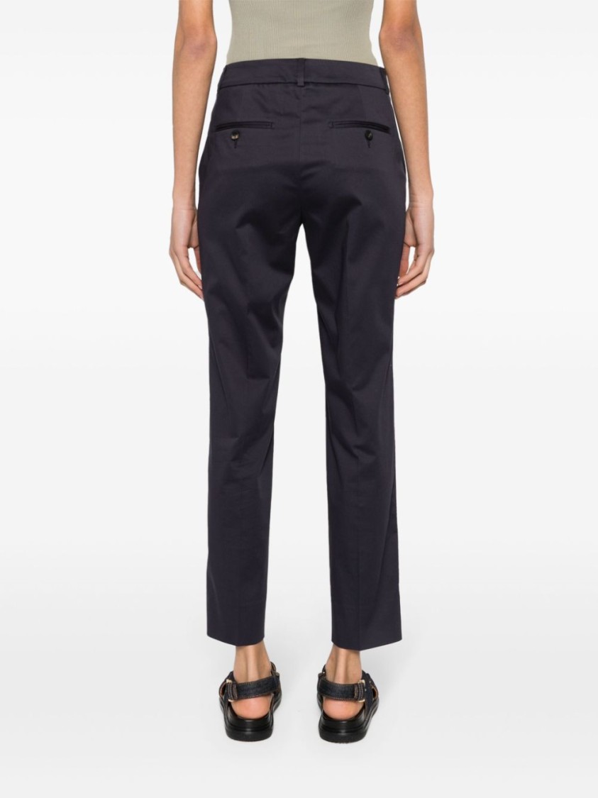 Peserico Tailored Navy Blue Trousers With Embossed Finish In Blue