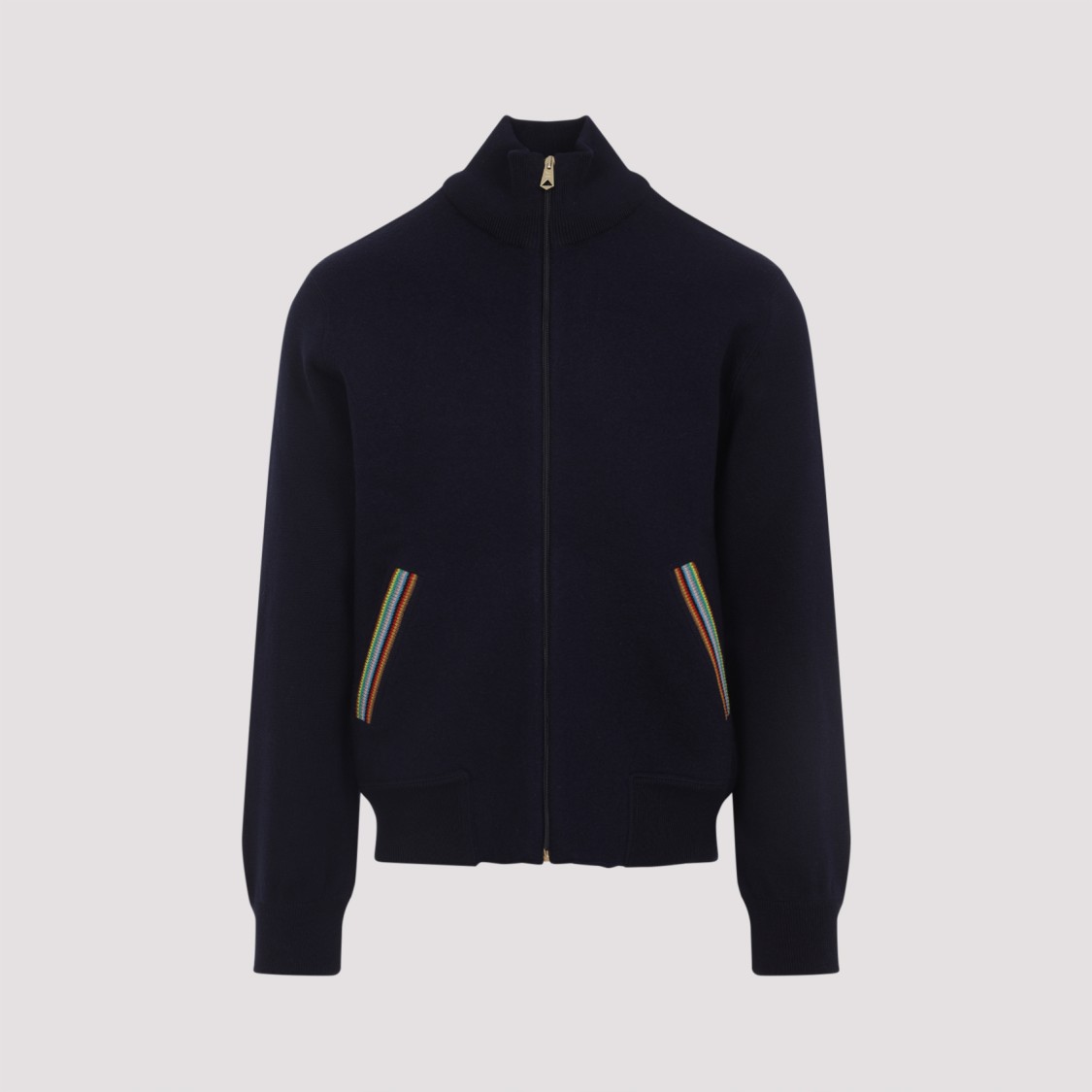 Paul Smith Zip-up Jacket With Colorful Striped Accents In Blue