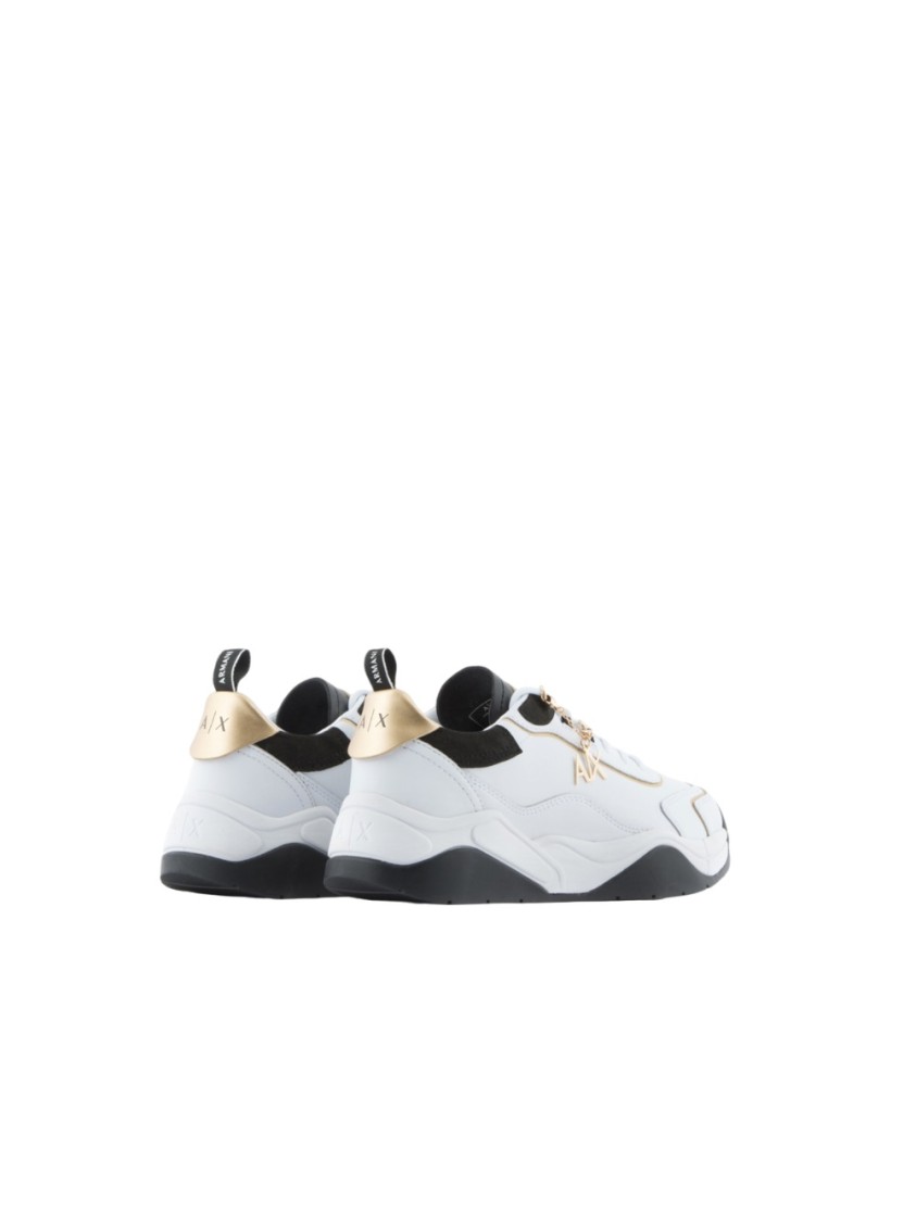 Armani Exchange Logo-charm Leather Lace-up Sneakers In White