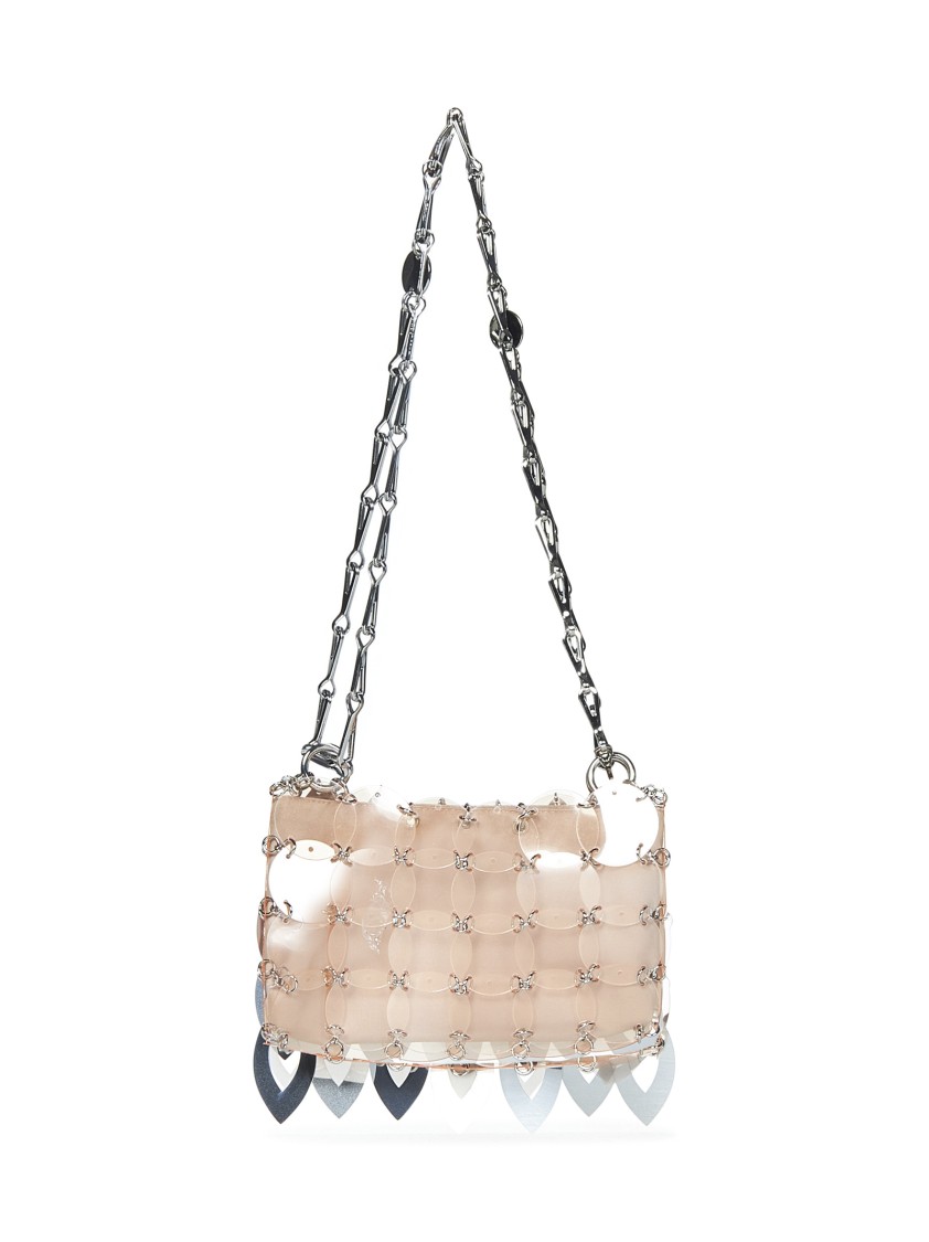 Rabanne Shoulder Bag With Silver Leaf Sequins And Crystals