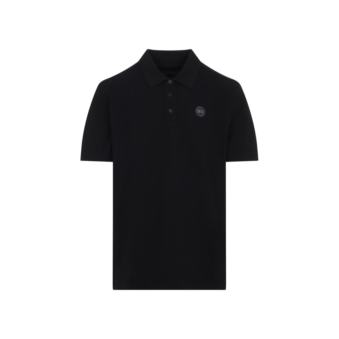 Shop Canada Goose Black Polo Shirt With Traditional Collar