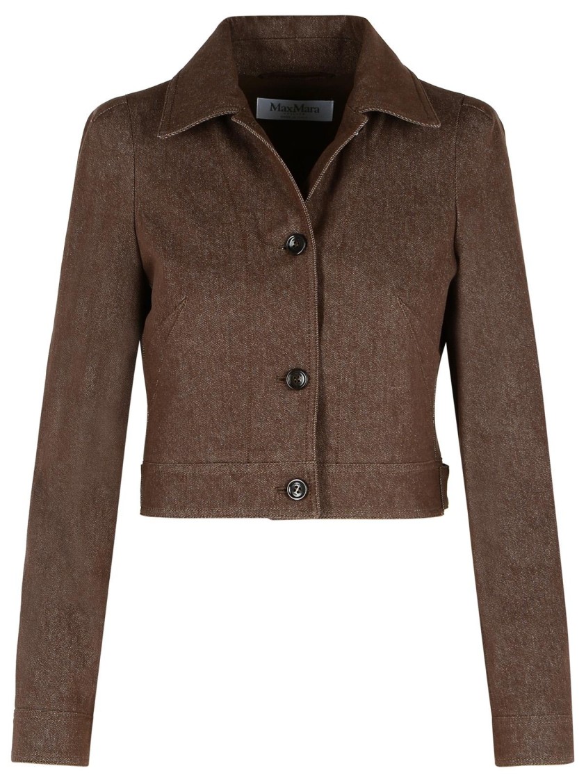 Max Mara Belted Jacket With Buttoned Cuffs And Epaulettes In Brown