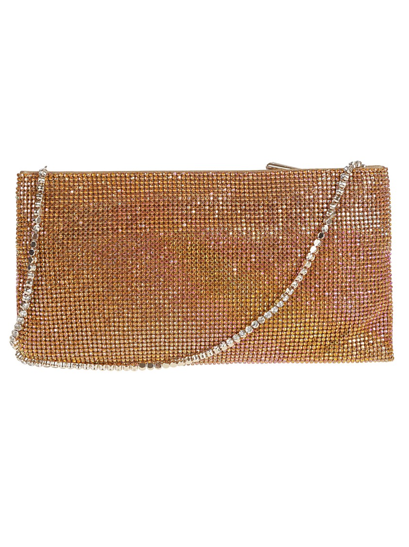 Benedetta Bruzziches Rhinestone Mesh Clutch With Silk Satin Lining