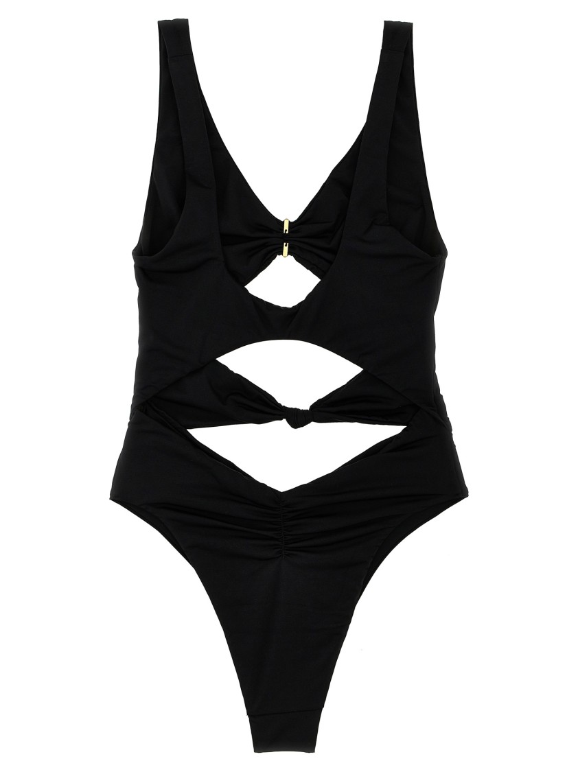 Elisabetta Franchi Trikini Knot Detail One-piece Swimsuit In Black