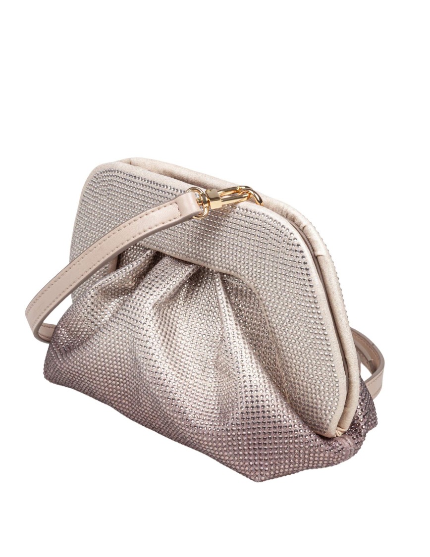 Themoirè Fabric Clutch Bag In Neutrals