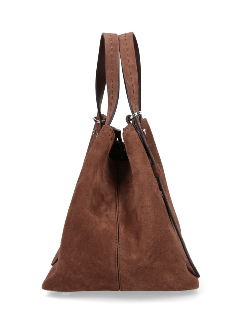 Max Mara Brown Suede Tote Bag With Adjustable Handles In Brown