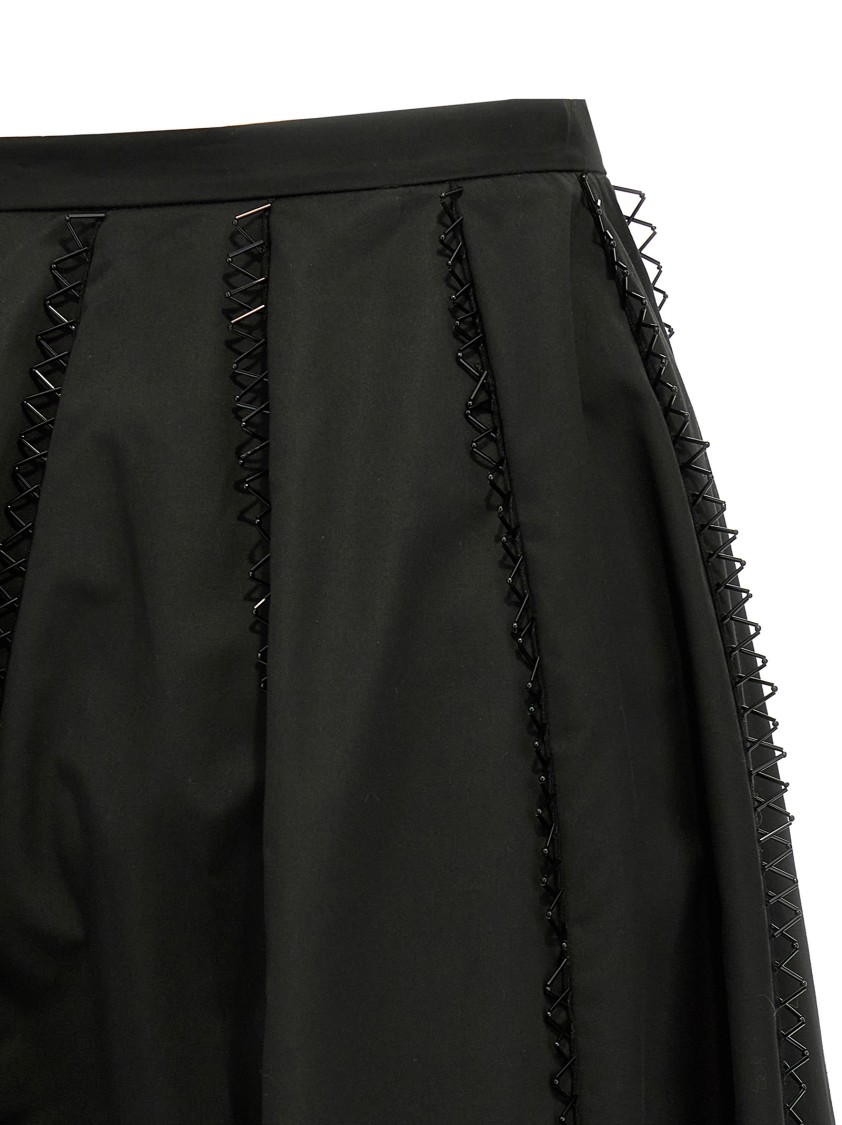 Fabiana Filippi Longuette Skirt With Beaded Embroidery Detail In Black