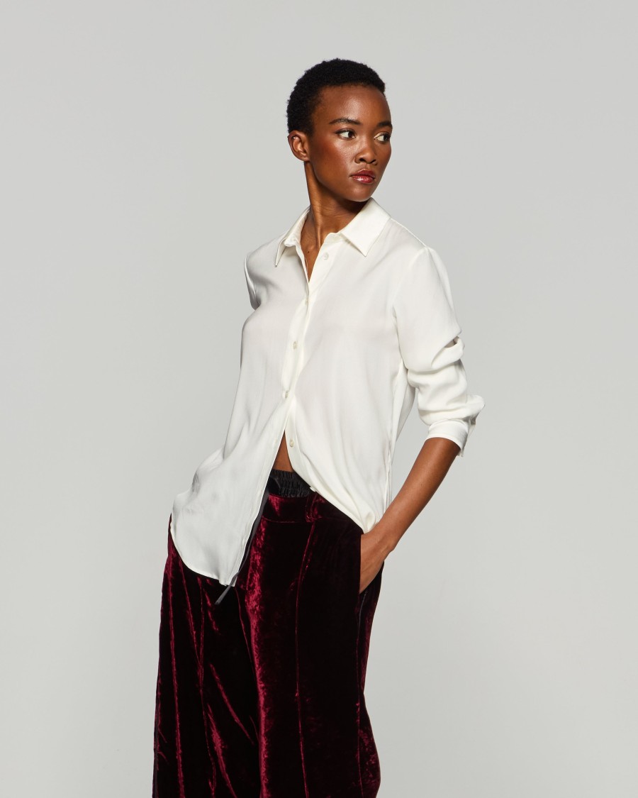 Serena Bute Silk Classic Shirt - Cream In Neutrals