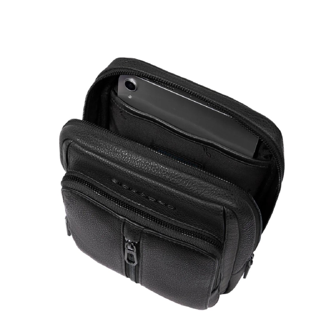 Piquadro Men's Leather Ipad® Mini Shoulder Bag In Black