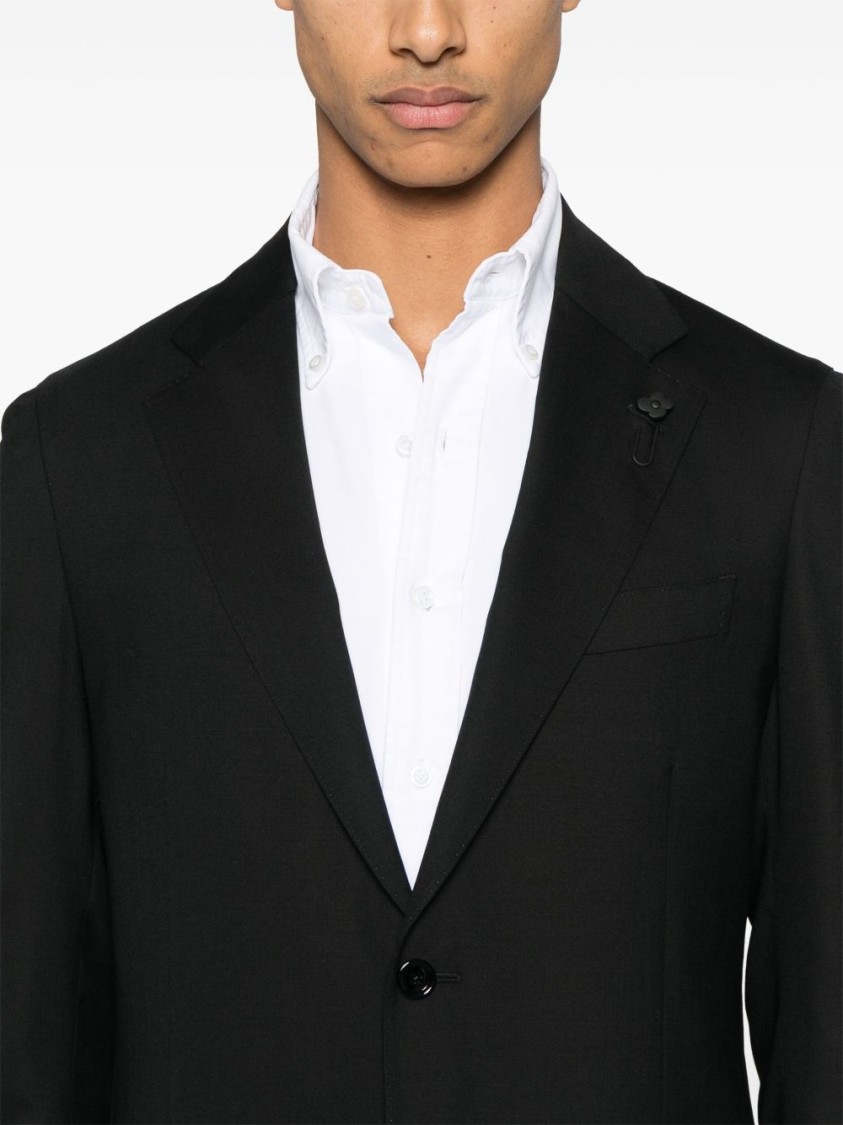 Lardini Tailored Wool Suit With Concealed Fastening In Black