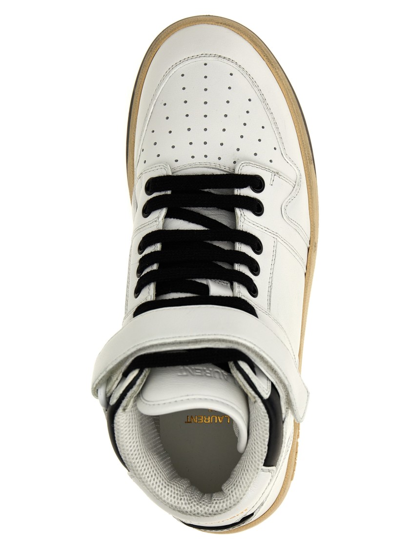 Saint Laurent Men's Lax Mid Top Sneaker Greenwich In White