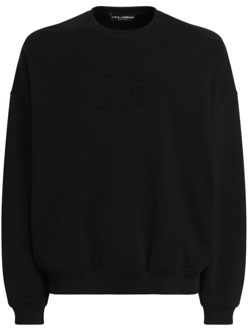 Dolce & Gabbana Logo Embossed Jersey Sweatshirt In Black