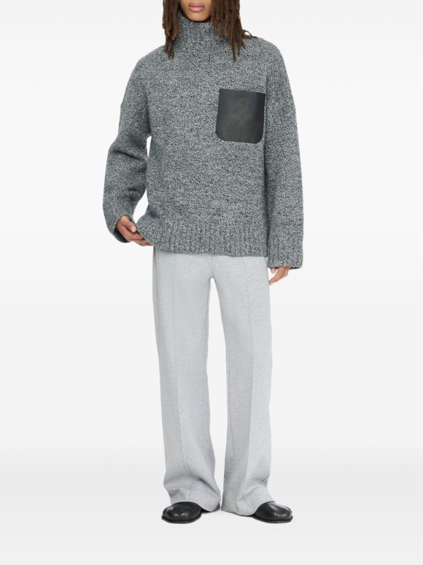 Jw Anderson J. W. Anderson High Neck Grey Sweater In Gray