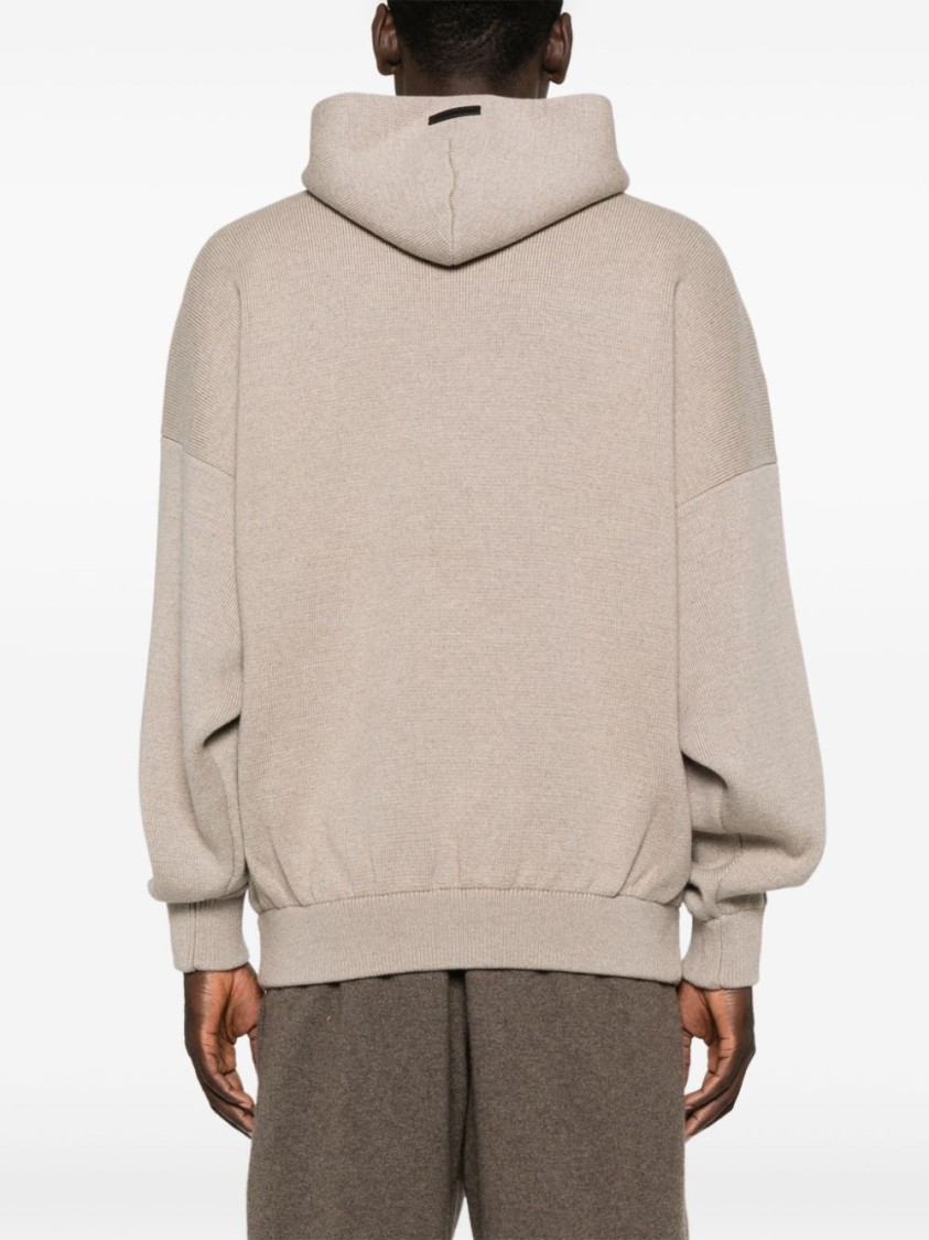 Fear Of God Virgin Wool Hooded Knit Sweater In Neutrals