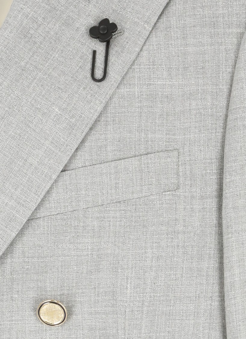 Lardini Wool Blend Suit With Embroidered Back Vent In Gray