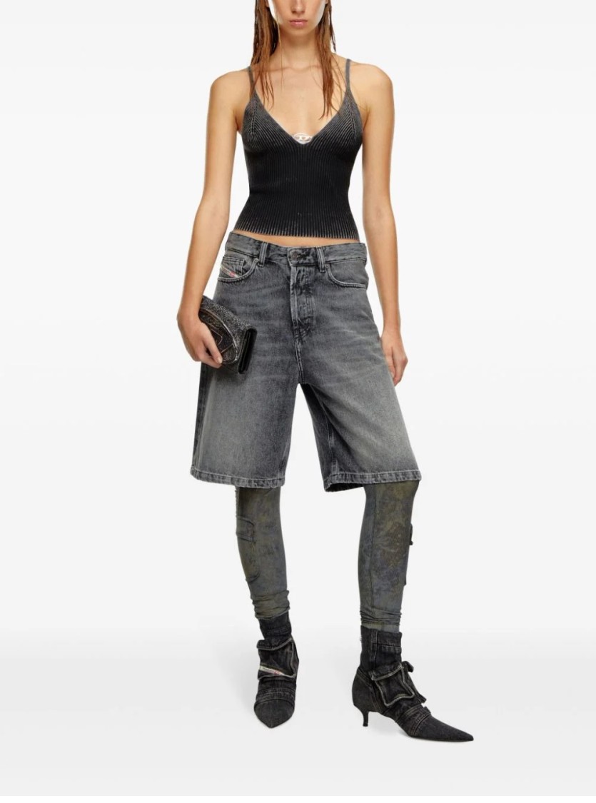 Diesel M-laila Camisole In Faded Ribbed Knit In Gray