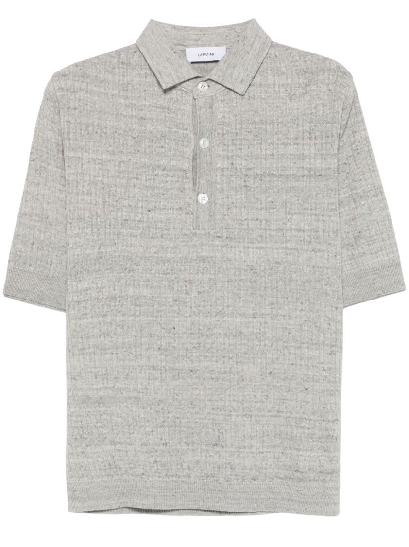 Lardini Textured Beige Polo T-shirt With Buttoned Placket In Grey