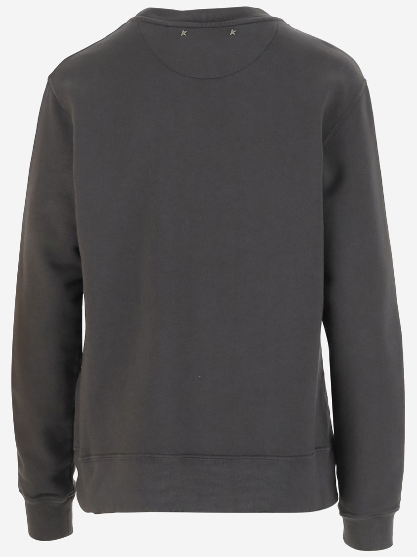 Golden Goose Cotton Sweatshirt With Applied Crystals In Gray