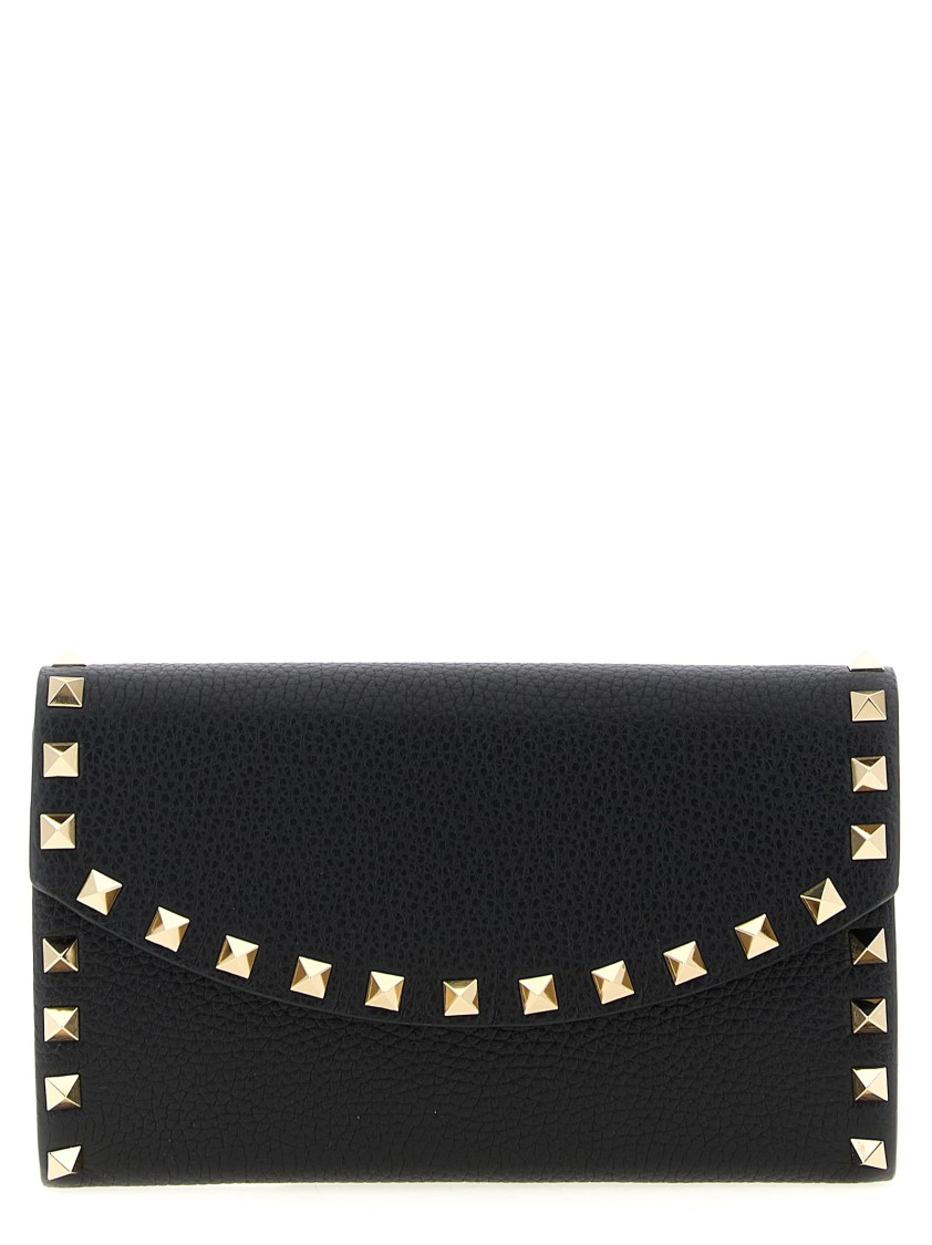 Valentino Garavani Garavani 'rockstud' Wallet On Chain In Black