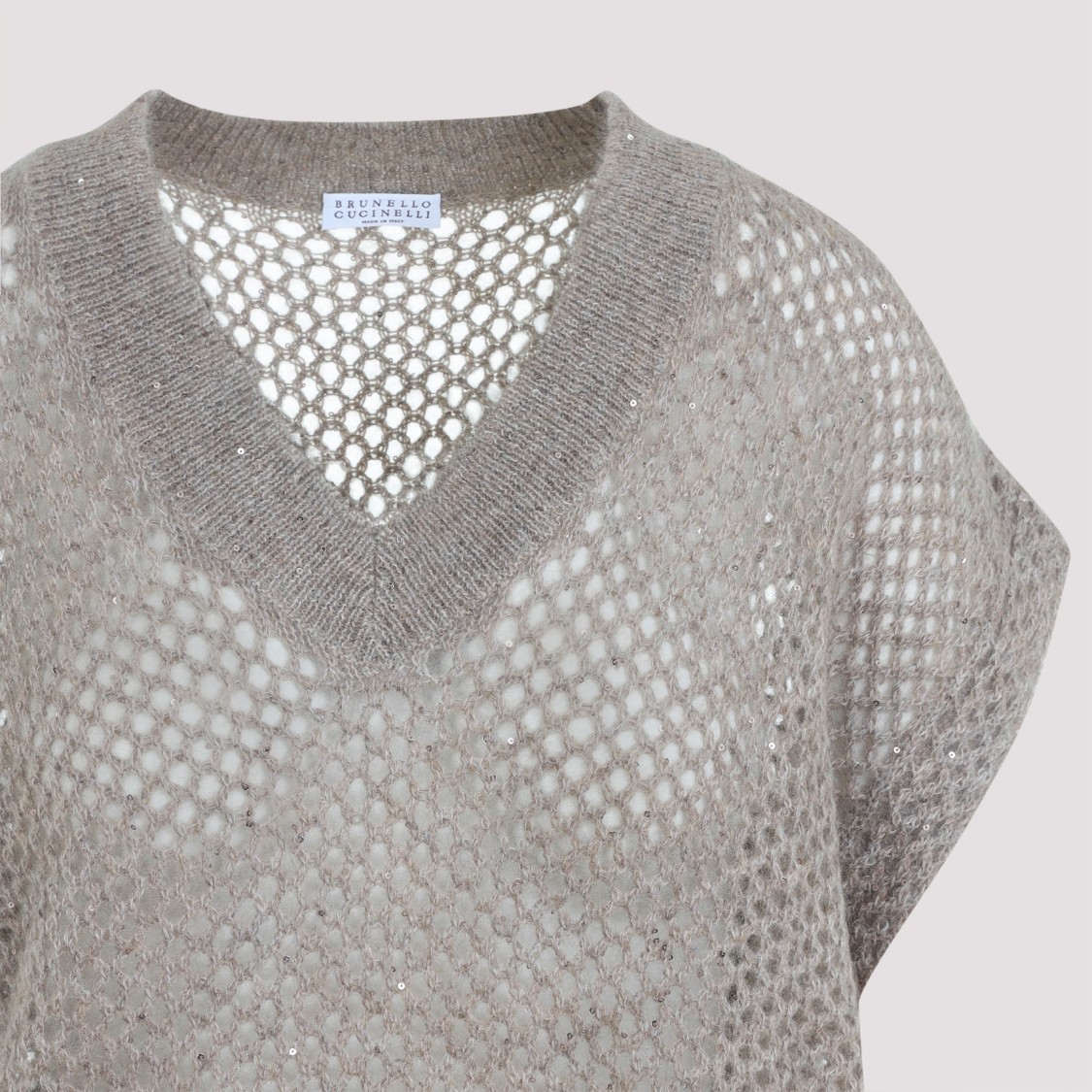 Shop Brunello Cucinelli Hot Brown Mohair Diamond Knit Vest