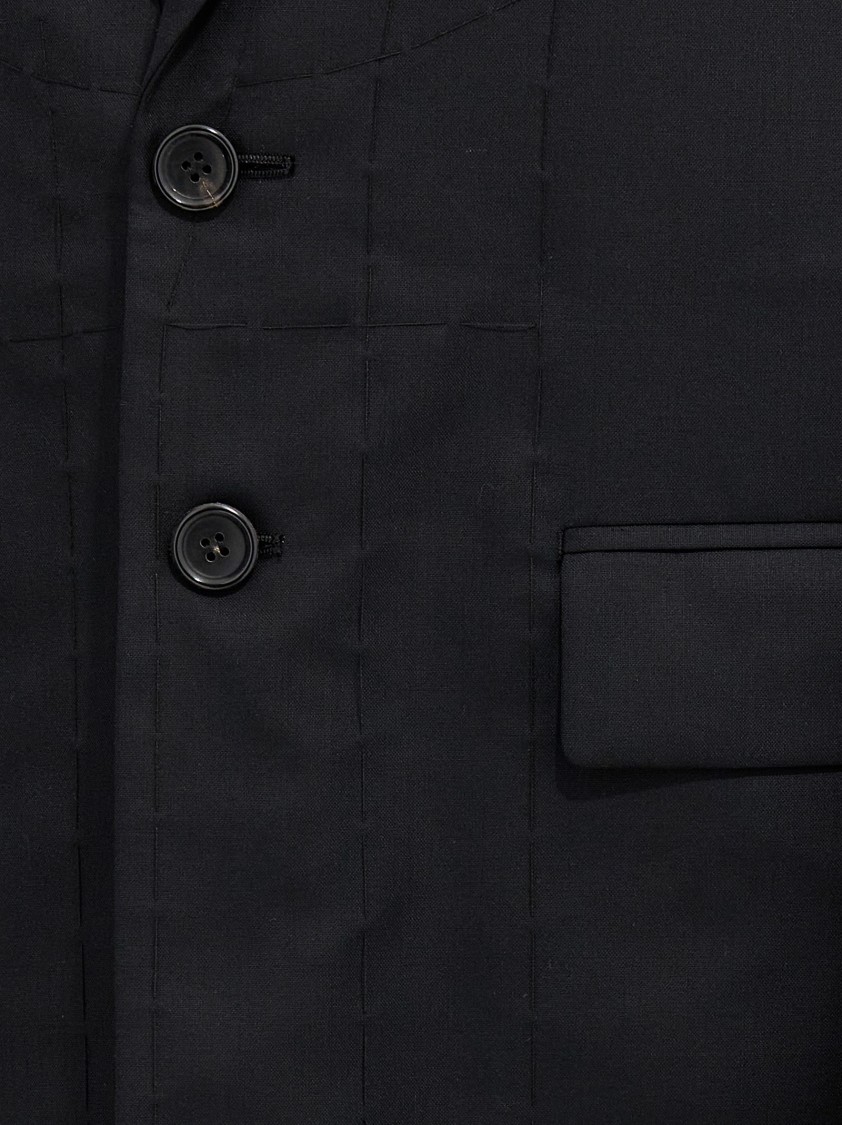 Junya Watanabe Wool Cape With Tailored Fit And Mid-length In Black