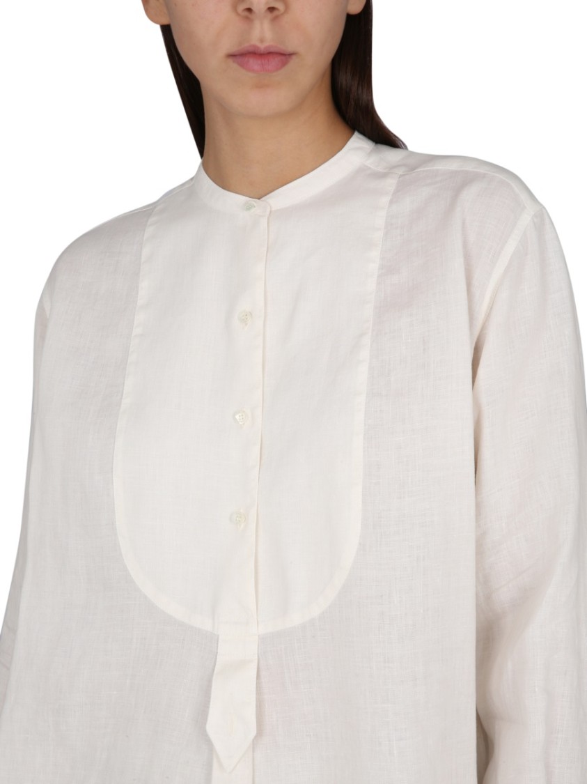 Shop Aspesi White Linen Tunic Shirt