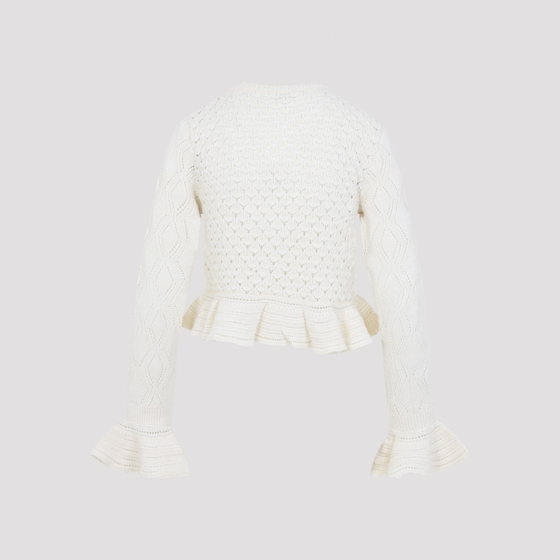 Chloé Openwork Flounced Cardigan In Alpaca And Silk In White