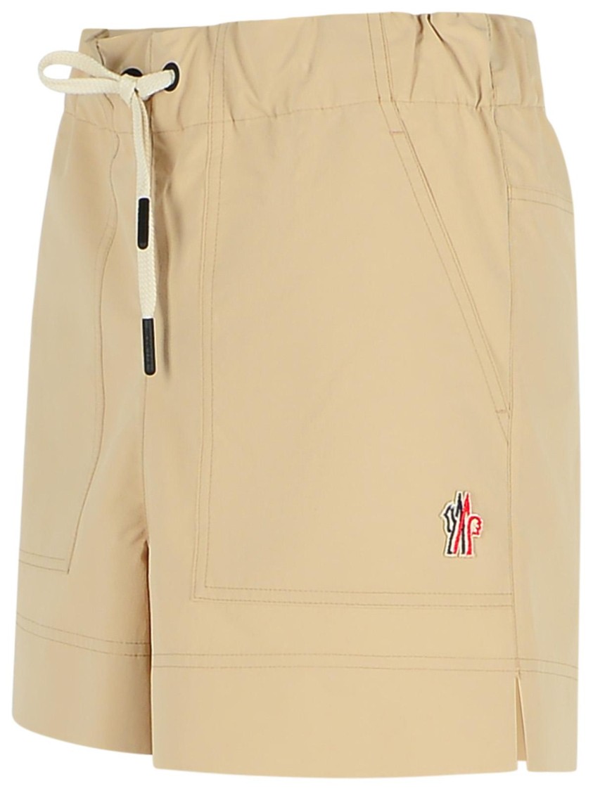 Moncler Shorts Elastic Waistband Side Pockets In Neutrals
