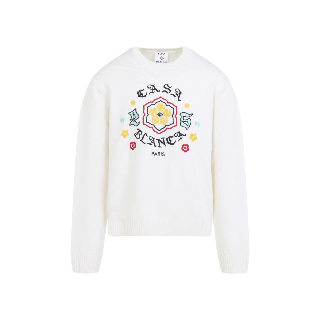 Casablanca Crewneck Sweater With Floral Embroidery In Multi