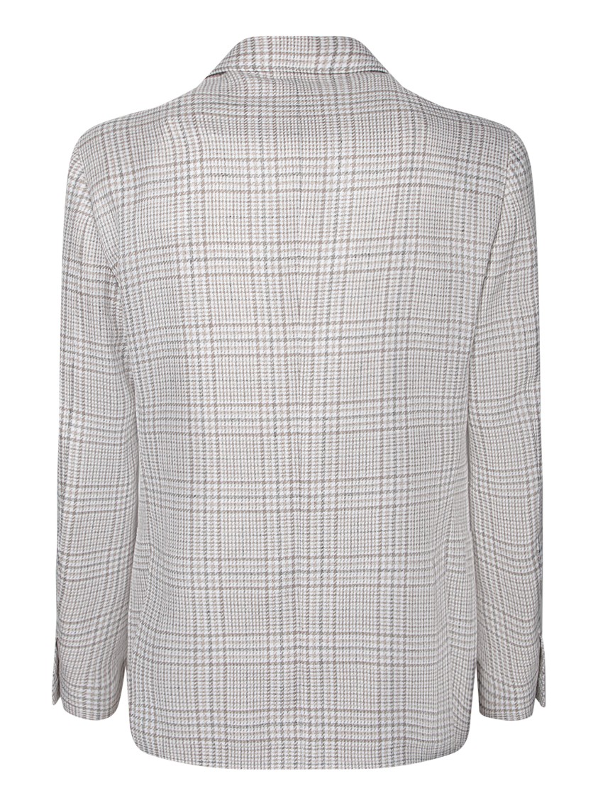 Lardini White And Beige Wool Houndstooth Jacket In Neutrals