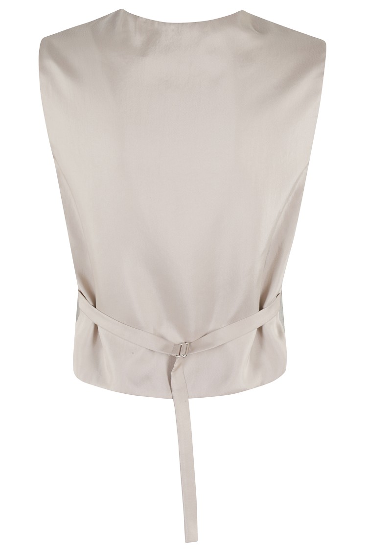 Tela Cement-textured Sleeveless Gilet With Adjustable Back Closure In Grey