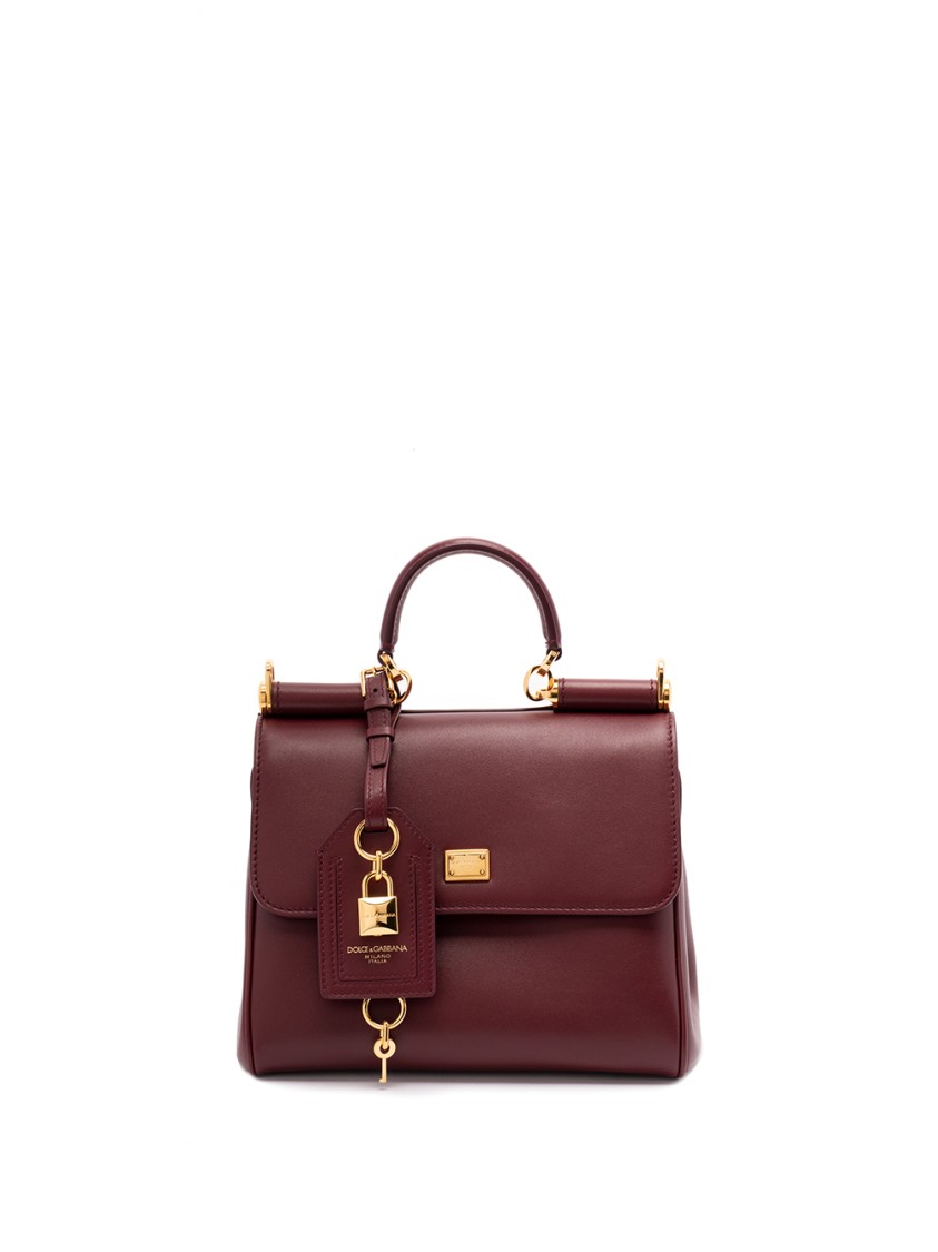 Dolce & Gabbana Structured Calf Leather Handbag In Red