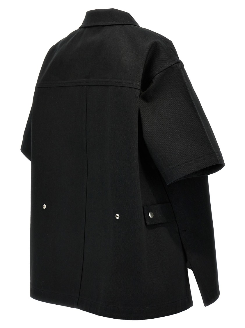 Jil Sander Textured Black Cotton Denim Shirt In Black
