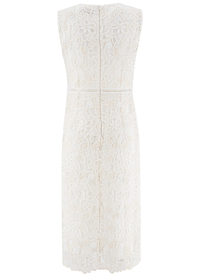 Ermanno Firenze Lace-detailing Midi Dress In White