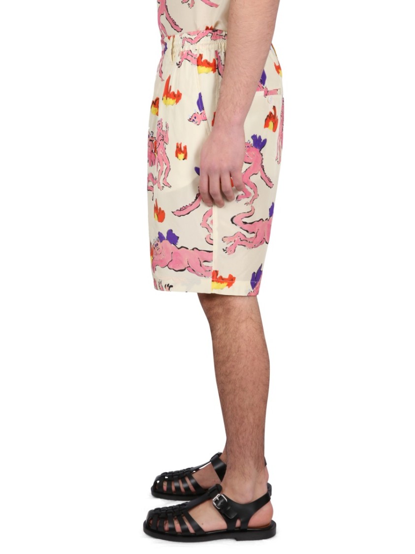Marni Multicolor Printed Silk Bermuda Shorts
