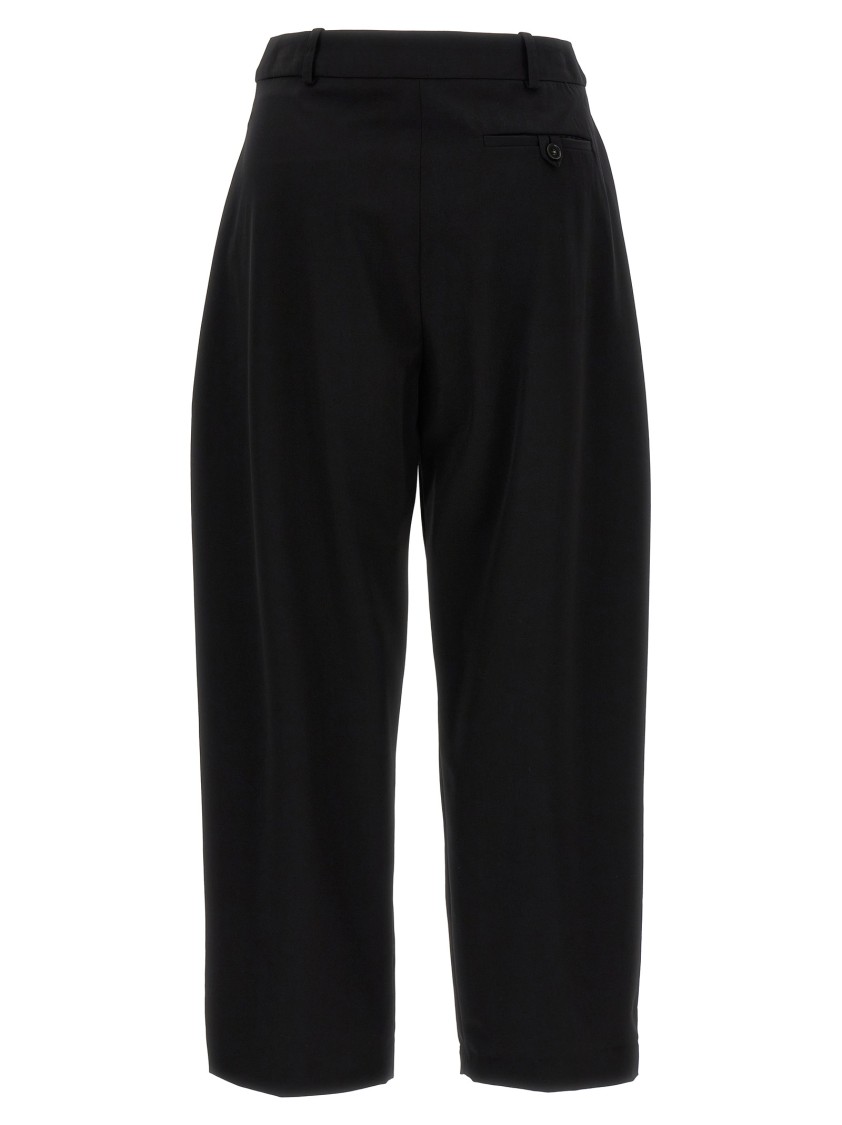 Stella Mccartney Cropped Tailored Pants With Double Front Pleats In Black