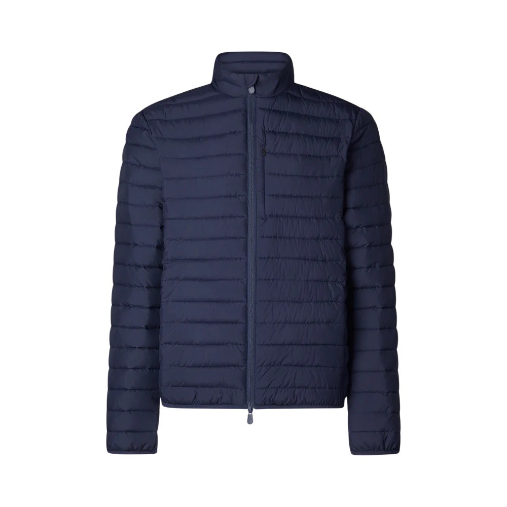 Save The Duck Functional Blue Jacket With Stand-up Collar And Double-slider Zip