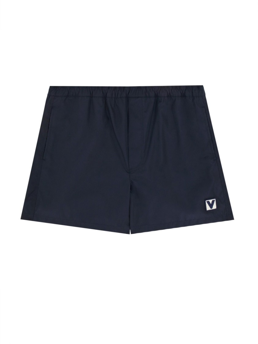 Valentino Classic Black Boxer Swimsuit With Elastic Waist