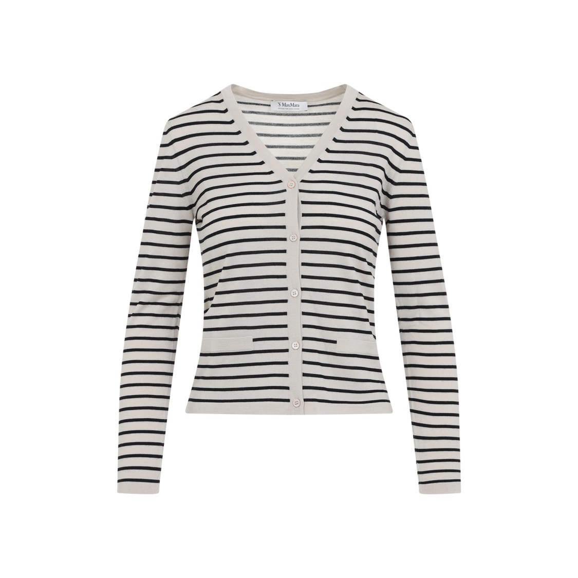 Max Mara Button-down V-neck Sweater In Soft Virgin Wool In Grey