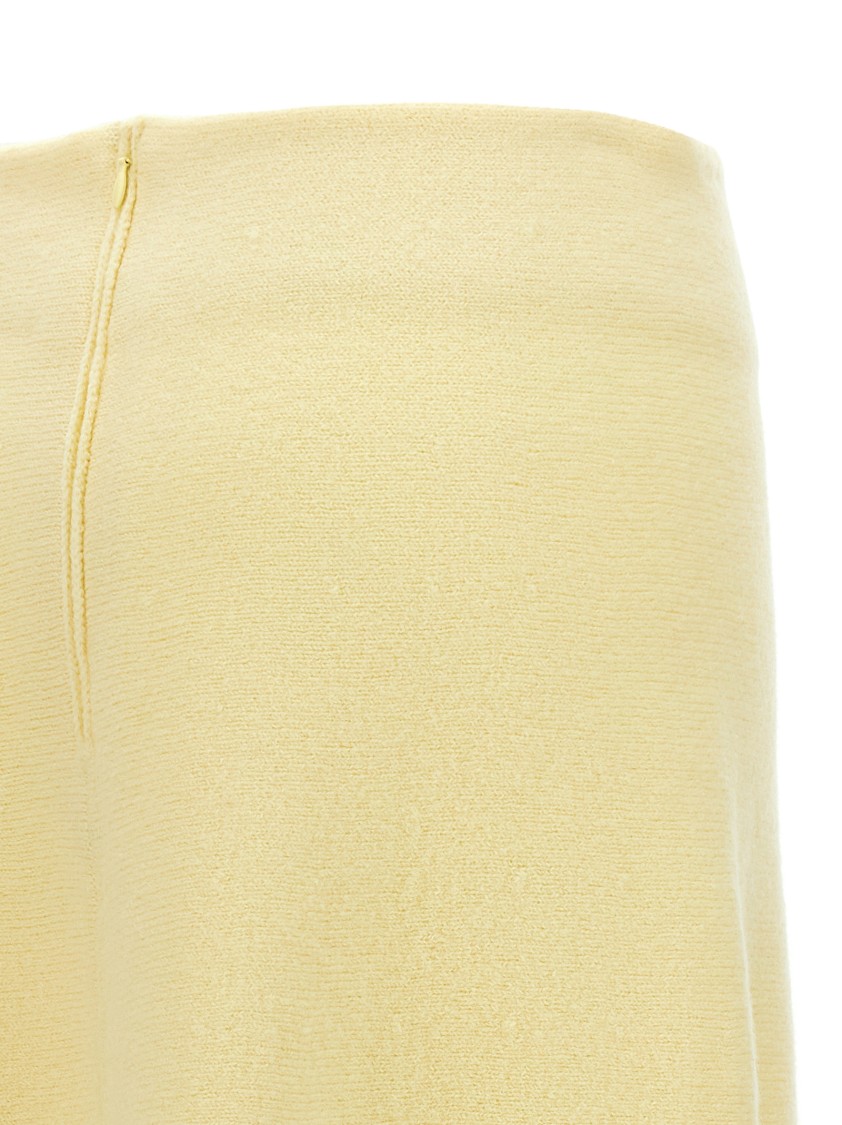Jil Sander Flared Wool Skirt With Discreet Zipper Closure In Yellow