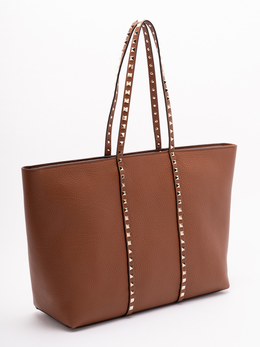 Valentino Garavani Rockstud Tote With Edgy Embellishments In Brown