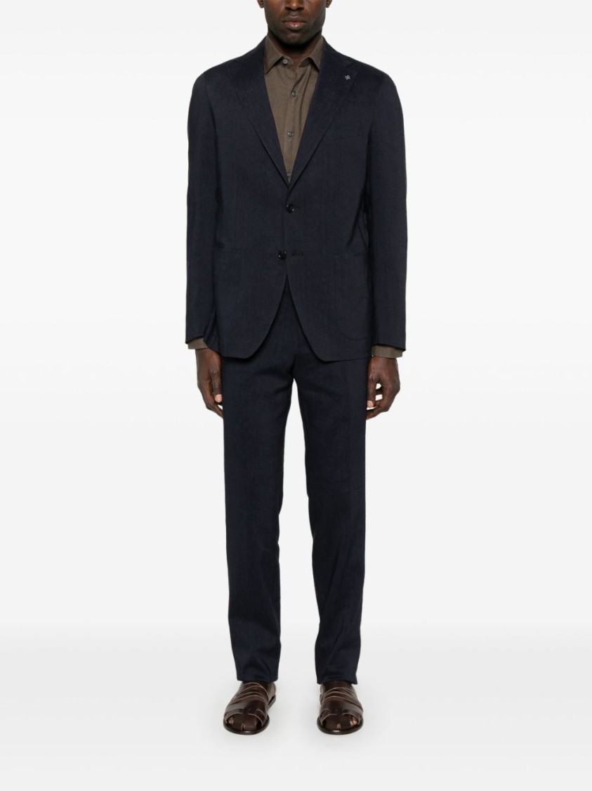 Shop Tagliatore Blue Tailored Suit With Two-button Closure