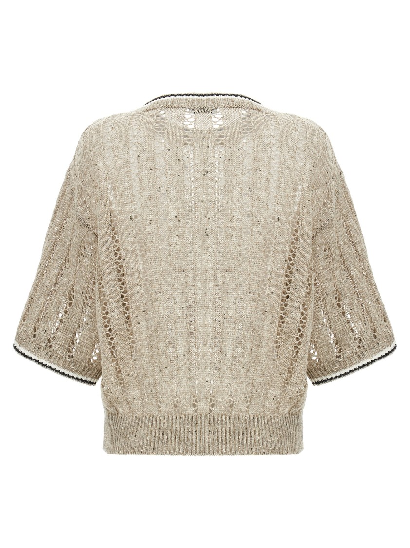 Brunello Cucinelli Linen Ribbed Net Sweater