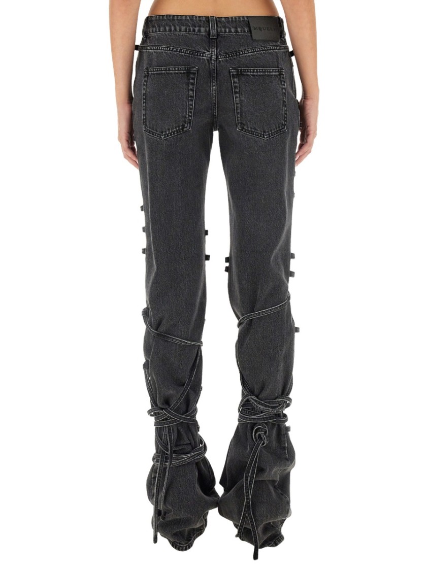 Alexander Mcqueen Mcqueen Wrapped Asymmetric Waist Jeans In Black