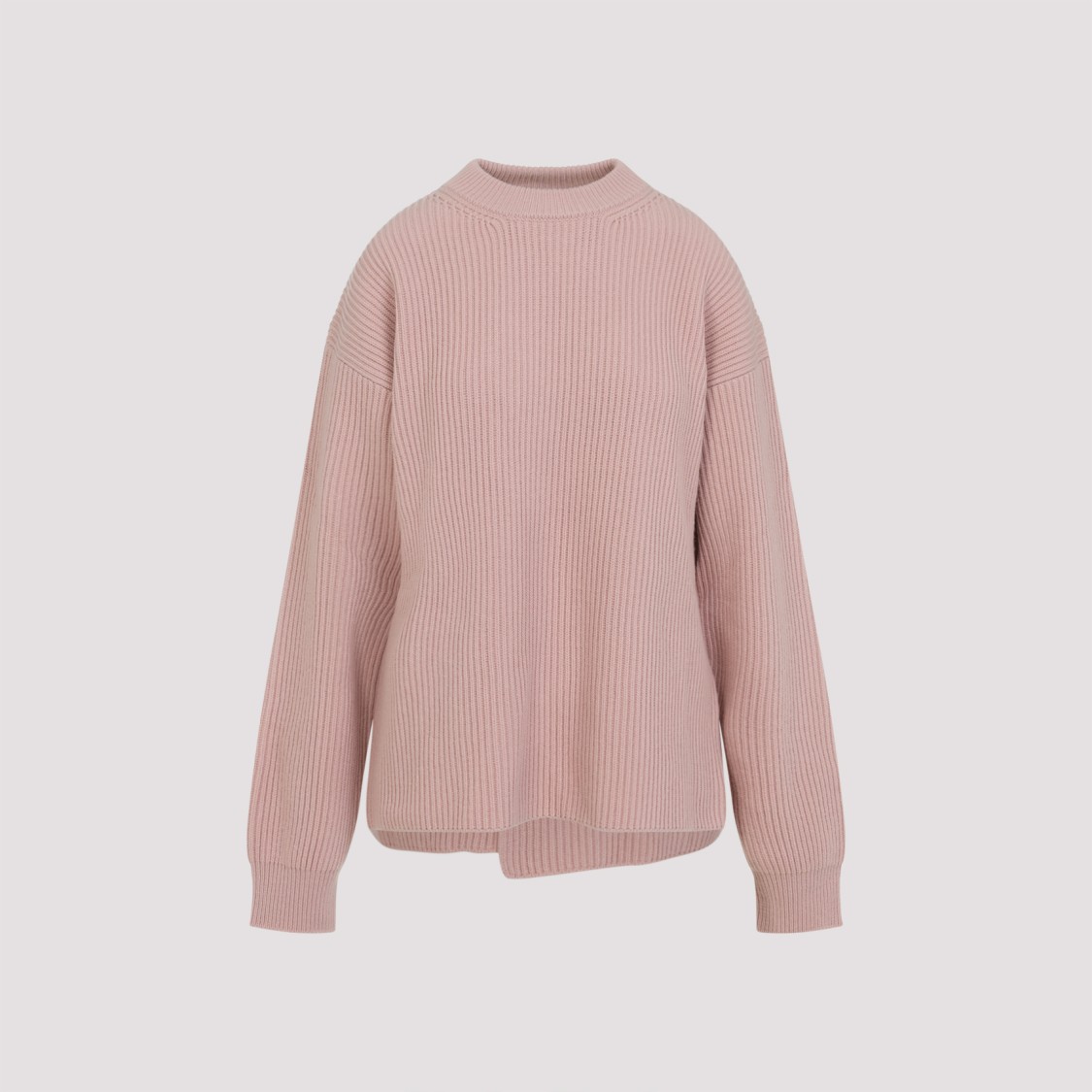 Jil Sander Long Sleeves Knitwear Asymmetric Hem In Pink