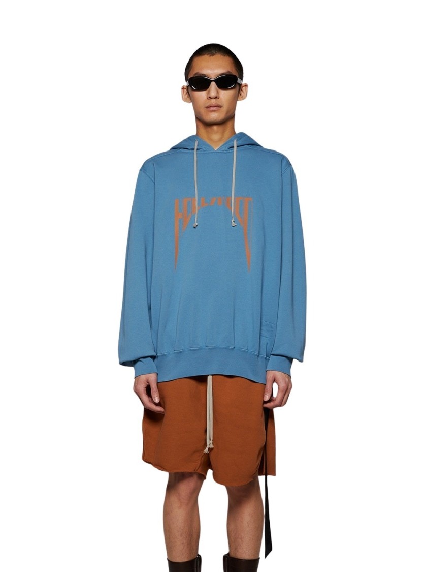 Rick Owens Drkshdw Drkshdw By Rick Owens Oversized Hoodie Toothpaste And Orange In Blue