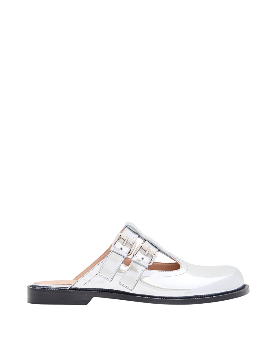 Shop Loewe Campo Mary Jane Mule In Silver