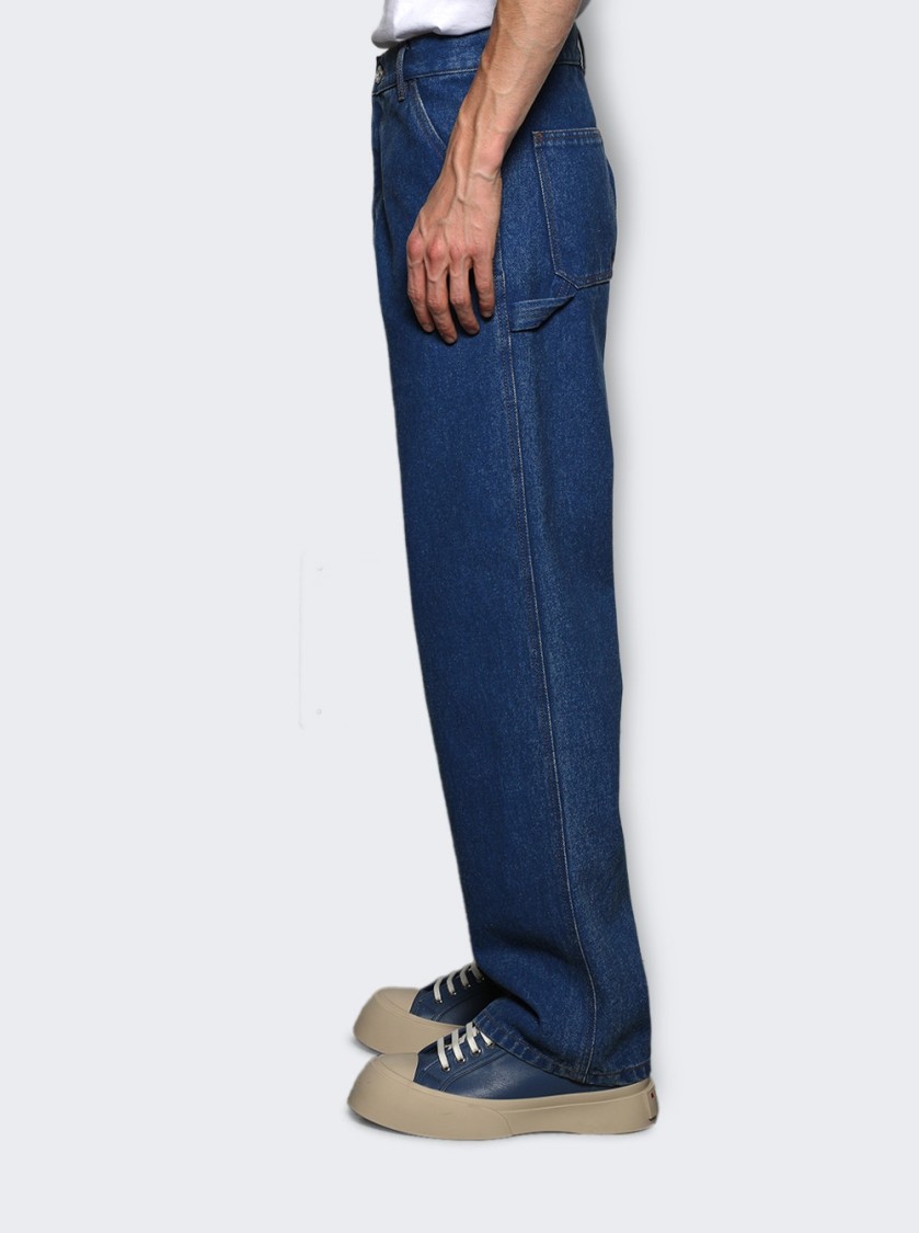 Shop Marni Relaxed Fit Straight Leg Cargo Pants With Functional Pockets In Blue