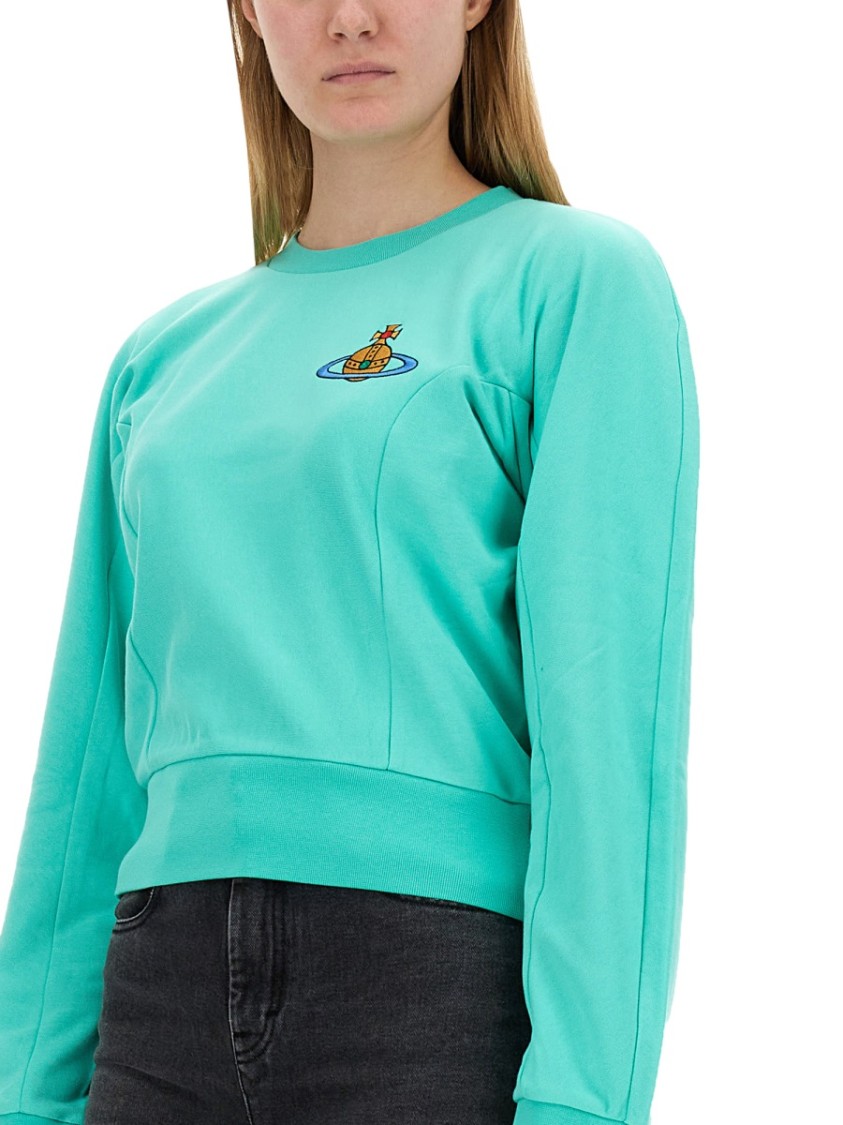 Vivienne Westwood Orb-embroidered Cotton Sweatshirt In Blue